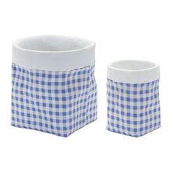 Pot (Set of 2) 3.75"L x 5.5"H, 6.5"L x 6.75"H Cement by Melrose in Blue/white