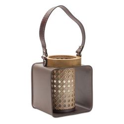 Candle Holder 6.25"L x 7.25"H Iron/Wood by Melrose in Brown