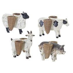 Farm Animal (Set of 4) 4.25"H - 5.75"H Resin/Stone Powder by Melrose in Brown/white/black