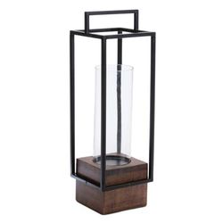 Wood Candle Holder with Iron Frame 20"H by Melrose in Black