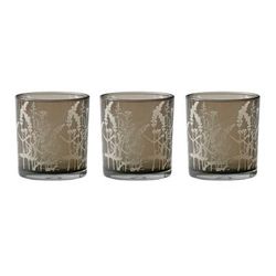 Wildflower Glass Candle Holder (Set of 3) by Melrose in Grey