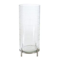 Candle Holder 5.5"D x 12"H Glass/Iron by Melrose in Silver