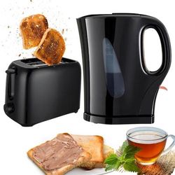 TEMU Kettle & 2 Bread Toaster Kitchen Combo Set | 2200w 1.7l Cordless Jug Kettle Boil & Auto Shut Off | 650w 6 Level With Browning Control & Crumb Tray ()