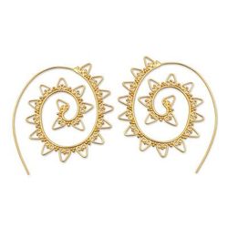 'Spiral-Shaped 18k Gold-Plated Half-Hoop Earrings from Bali'