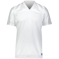 Russell Athletic R0593M Solid Flag Football Jersey T-Shirt in White size Small | Nylon Blend