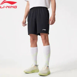 Li-Ning Men Running Shorts AT DRY 88%Polyester 12%Spandex Regular Fit Comfortable Breathable LiNing Sports Bottoms AKSV089