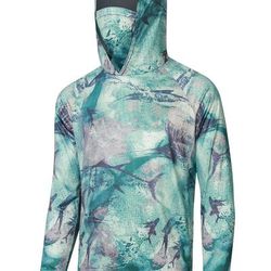TEMU Men's Long-sleeve Hooded Mask Casual Sports Quick-dry Fishing Shirt