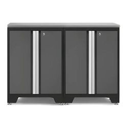 NewAge Garage Cabinets PRO Grey 3-Piece Workbench Setup with Stainless Steel Top
