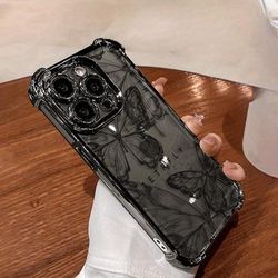 TEMU Four-corner Line Butterfly For Phone14/15 Mobile Phone Case 1112pm 13 13promax 14pro 14promax 14 15 15pro 15pm 16 16pro 16promax Mobile Phone Case