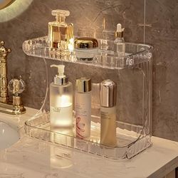 TEMU Double Layer Storage Rack For Light Luxury Bathroom, Washbasin, Cosmetics Storage Rack - Desktop Skincare Storage Rack - Preferred Valentine's Day Gift, Shelves