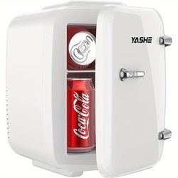 TEMU Mini Fridge, 4 Liter/ 6 Cans Small Fridgerator For Bedroom, Ac/ Thermoelectric Cooler And Warmer For Skincare Drink Office Dorm Car, Pink