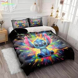 TEMU Valentine's Day Stitch Printed Cartoon Duvet Cover Bedding Sets With 3pcs 1 Duvet Cover 90 Pillowcases For Bedroom Valentine's Day Single Double Multi Size