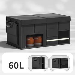 TEMU Car Trunk Storage Box, Large Capacity Vehicle Storage Organizer, Foldable Car Organizing Box.