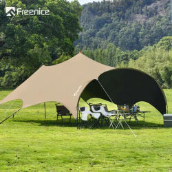 Freenice Camping Tent Picnic Black Vinyl Canopy Rainproof and UV Protection Large Space Awning Butterfly Shape gazebo