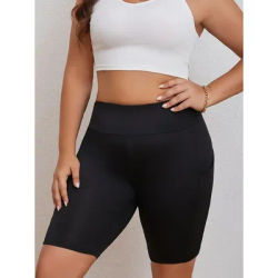 Short de bain taille haute pour femme, S-5XL taille plus, poche noire, Montrez votre Brindisi avec une beauté minimaliste