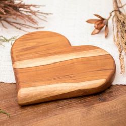 'Heart-Shaped Teak Wood Cheese Board Hand-Carved in Guatemala'