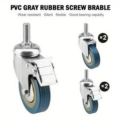 TEMU 4x Heavy Duty 75mm Rubber Swivel Castor Wheels Trolley Furniture Wheel 200kg