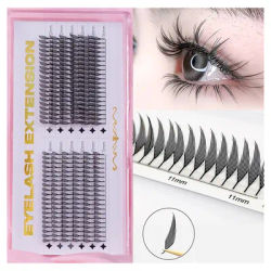 lashrujade Comic Spire Premade Fans Eyelash Extension Soft 3D Effect Feather Shaped Lash Faux Mink Russian Volume Makeup Lashes