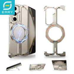 Eary for Samsung Galaxy Z Fold 6 5 Phone Case with Magsafe Ring Stand Frameless Minimalist Protection Cover Shells for Z Fold 5