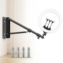 22in Ring Light Wall Mount,137/175cm Wall Mounting Triangle Boom Arm With Dimmable Light For