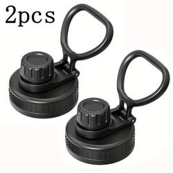 TEMU 2pcs Fit Wide Mouth Water Bottle Spray Nozzle Caps - Black Pp Replacement Lids For Sports Bottles (12, 16, 18, 22, 32, 40, 64oz) - & , Sports Bottle Lid | Design | Pp Cap