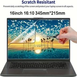 TEMU 2-pack 16-inch Laptop Screen Protector, Film For , Dell, Asus, Acer, Toshiba - 16:10 345x215mm, Matte Surface, -resistant, Pet Material, Hardness 5h