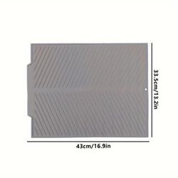 TEMU 1pc Large Silicone Dish Drying Mat - Easy To Clean &, Heat-resistant, Kitchen Sink Drainage Of Dishes, Fruits & Vegetables, Dishwasher Safe, Keeps Countertops Dry