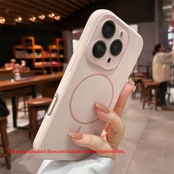 TEMU Luxury Soft Silicone Magnetic Wireless Charge Case For Iphone 16 15 14 13 Pro Max Magnetic Lens Pretection Back Cover