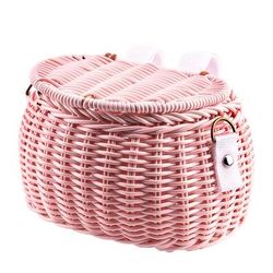 TEMU 1 Grey Pp Polypropylene Front Basket, Hand Woven With Lid, Balance Bike, For Front Mounting