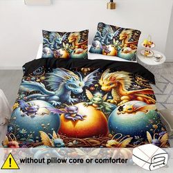 TEMU 2/3pcs, Soft And Comfortable Dragon Duvet Cover Twin, Dragon Pattern Bedding Set, Twin Bedding Sets, Western Dragon Bedding Set Twin