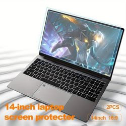 TEMU 2pcs 14-inch Laptop Screen Protector, Anti-fingerprint, Anti-blue Light, Scratch-resistant, High-definition Graphics, Polyethylene Terephthalate Material, With Installation Kit
