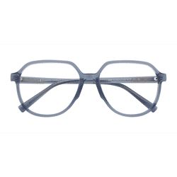 Unisex s square Clear Blue Plastic Prescription eyeglasses - Eyebuydirect s Serene