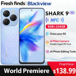 【World premiere】Blackview SHARK 9 5G Smartphone 6.67'' HD+ IPS 90Hz Display 50MP Main Camera NFC GPS Android 14 Mobile Phone
