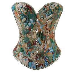 Rococò Completo Mascherata Corsetto Overbust Cosplay Jacquard Controllo della Pancia Push-Up Jacquard Costume Per donna Reale Mascherata Feste Carnevale di Venezia Adulti Corsetto