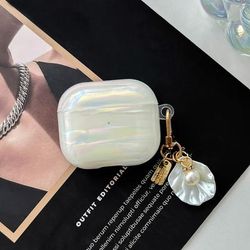 TEMU Shell Pattern Earphone Case For 1/2/3/4/pro/pro 2, Tpu Shockproof Protective Earphone Cover With Shell Pendant