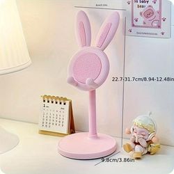 TEMU Adjustable Cartoon Rabbit Mobile Phone And Tablet Holder, Made Of Abs Material, Retractable Desktop Stand, Flexible Height And Angle Adjustment, Suitable For Home And Office Use