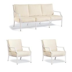Grayson 3-pc. Sofa Set with Two Lounge Chairs in White Aluminum - Standard, Rain Cobalt - Frontgate