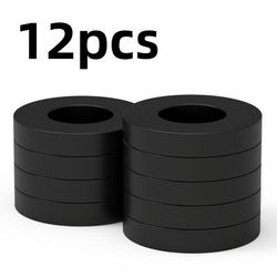 TEMU 12pcs Heavy Duty Ring Magnets With Hole - Black Metal Magnets For Fridge, Whiteboards, & Kitchen Tools, Fridge Magnets
