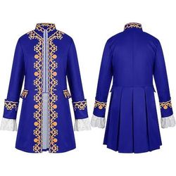 Retrò Vintage Medievale Steampunk Cappotto Frac Abbigliamento esterno Principe Nobile Tinta unica Costume Per uomo Stile Steampunk Carnevale Mascherata Festa Sera Adulti Cappotto