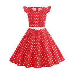 Anni 1950 Retrò Vintage Rockabilly Vestito Abito Swing Pois Costume Ragazze Carnevale Mascherata Abbigliamento quotidiano Addio al Nubilato Bambini Vestito Abiti per il ritorno