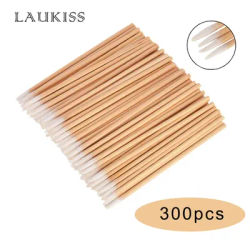 100/300Pcs Disposable Ultra-small Cotton Swab Brush Lint Free Micro Wood Makeup Brushes Eyelash Extension Glue Removing Tools
