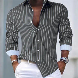 Chemises à manches longues pour hommes chemises rayées mode haute qualité hauts pour hommes décontracté vacances déplacements beaux vêtements grande taille