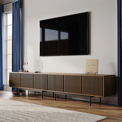 Mid-Century Modern TV Stand,Modern TV Console,Entertainment Center Media Console,with Openwork Iron Legs 118.11"