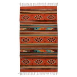 'Fuego' (4x6) - Handmade Wool Area Rug Geometric Design