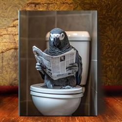 TEMU Room Decor 1pc Parrot Reading Newspaper Canvas Print, 11.8x15.7 Inches, Humorous Wall Art For Living Room, Bathroom, Bedroom, Kitchen Decor