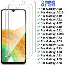 3Pcs Screen Protector For Samsung Galaxy A52 A52S A72 A42 A32 A22 A12 Tempered Glass For Samsung A03 A02S A13 A23 A33 A53 A73 5G