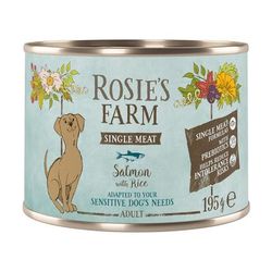 6x195g Salmon & Rice Single Meat Adult Rosie's Farm Wet Dog Food