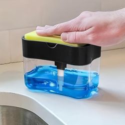TEMU Durable, Chic Silvery Dish Soap Dispenser & Sponge Holder - Manual, Battery-free For Home Or Hotel Use, Lightweight 0.37lb