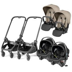 Peg Perego City Loop Twin Stroller + Primo Viaggio Urban Mobility Travel System Bundle - Black / Van