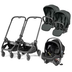 Peg Perego City Loop Double Stroller + Primo Viaggio Urban Mobility Travel System Bundle - Black / M